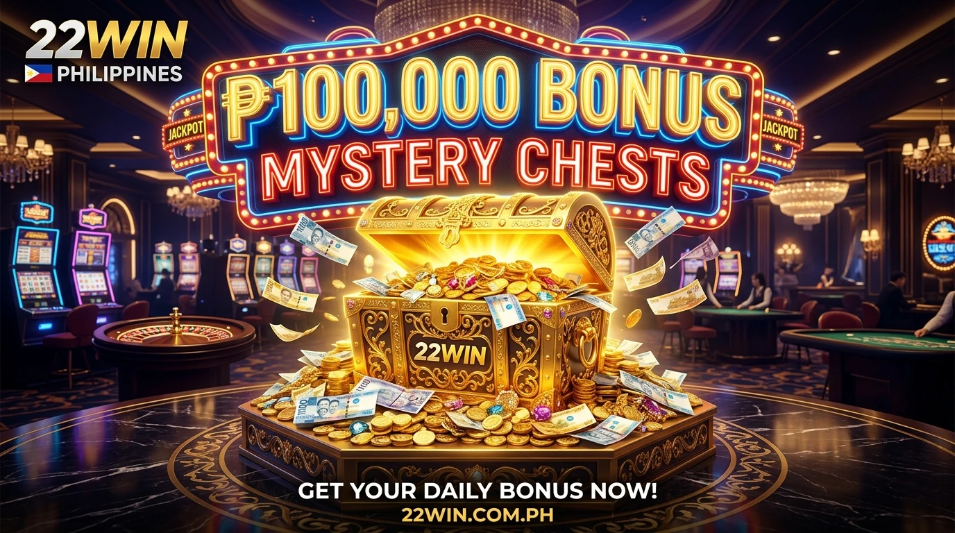 Exclusive ₱100,000 Bonus & Mystery Chests at 22WIN Philippines